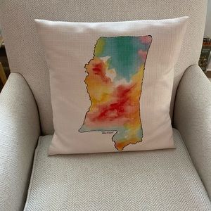 Watercolor “Mississippi” pillow